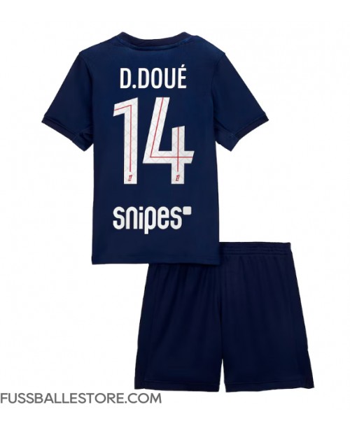 Günstige Paris Saint-Germain Desire Doue #14 Heimtrikotsatz Kinder 2025-26 Kurzarm (+ Kurze Hosen)